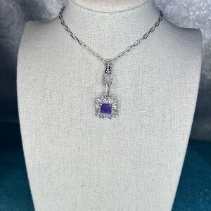 Bomb Party Necklace Lab Created Ice Crystal Amethyst w Removable Pendant NK53693